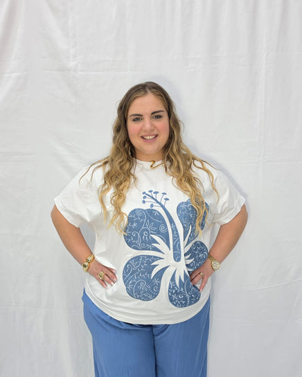T-shirt fiore denim